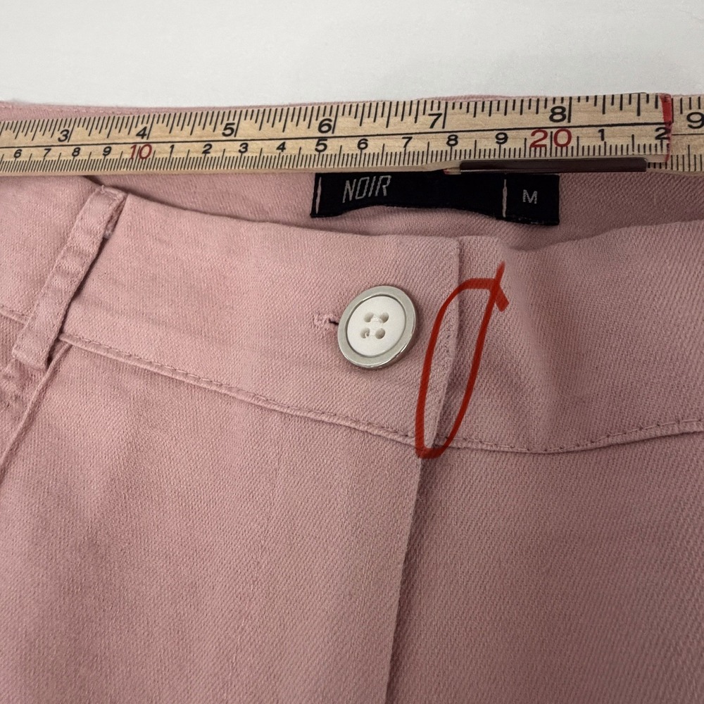 Noir Flare Leg Trousers Pink Size Medium 70s Coquette Retro Feminine Front Seams - Picture 7 of 9